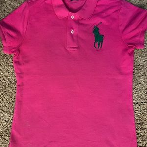 POLO RALPH LAUREN Sz S Pink THE SKINNY POLO Embroidered Big Pony Button Shirt